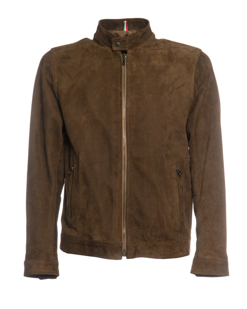U010 - Giacca Uomo Testa di Moro Chiaro in vera pelle camoscio