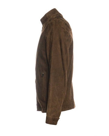 U010 - Giacca Uomo Testa di Moro Chiaro in vera pelle camoscio