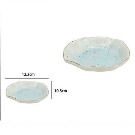 Piattino Porta Sapone Saponetta Bagno Bianco Azzurro Effetto Pietra Arredo 79274
