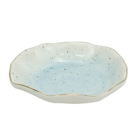 Piattino Porta Sapone Saponetta Bagno Bianco Azzurro Effetto Pietra Arredo 79274