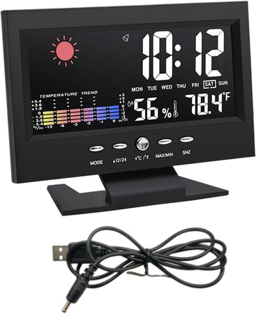 Stazione Meteo Igrometro Orologio Sveglia Da Tavolo Display Lcd Color Senza Fili