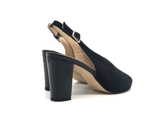 ELLEN Sandalo donna in camoscio nero tacco 75