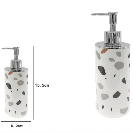 Dispenser Portasapone Cilindrico Graniglia Bianco Multicolore Arredo Bagno 69839