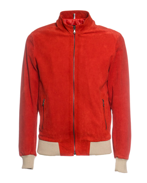 Victor - Bomber Uomo Rosso in vera pelle Renna