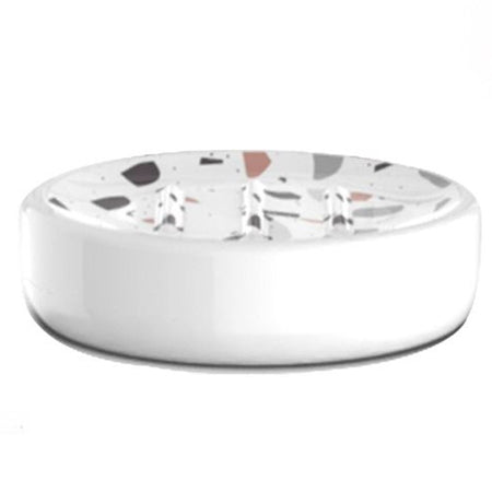 Porta Sapone Saponetta Bagno Graniglia Bianco Multicolore Accessorio Bagno 69836