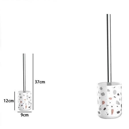 Portascopino Graniglia Bianco Multicolore Con Scopino Accessorio Arredo Bagno 69837