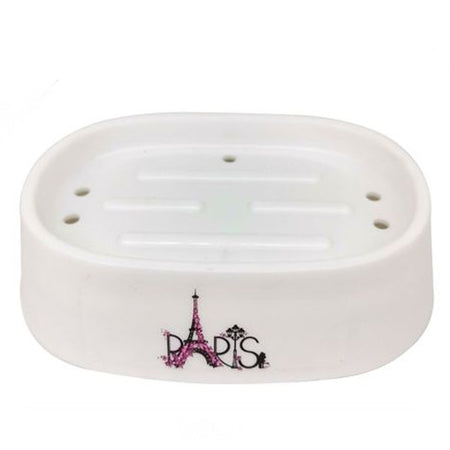 Piattino Per Sapone Porta Saponetta Decorato Scritta Paris Accessori Bagno 87042