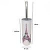 Portascopino Bianco Decorato Scritta Paris Con Scopino Accessorio Bagno 87043