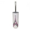 Portascopino Bianco Decorato Scritta Paris Con Scopino Accessorio Bagno 87043