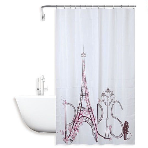 Tenda Doccia Antimuffa Impermeabile 180x200cm Con Anelli Bagno Scritta Paris 87048