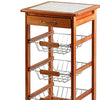 Carrello Cucina Legno Ciliegio 3 Cestelli Acciaio e Piano Ceramica Salvaspazio