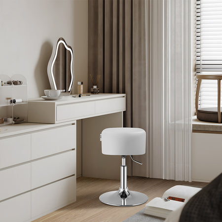 Sgabello Lavoro Make Up Toeletta Seduta Rotante Altezza Regolabile Comodo 130kg Bianco