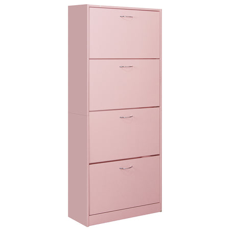 Scarpiera 4Ante Doppia Profondità Salvaspazio Rosa 63x24H150cm Legno mdf