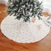 Tappeto Gonna Copertura Base Albero di Natale 80cm Peluche Bianco Oro Effetto Neve