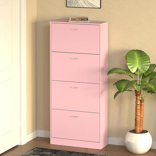 Scarpiera 4Ante Doppia Profondità Salvaspazio Rosa 63x24H150cm Legno mdf