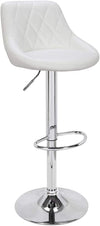 Set 2 Sgabelli Cucina Bar Girevoli Altezza Regolabile in Ecopelle Bianco e Acciaio