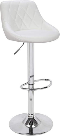 Set 2 Sgabelli Cucina Bar Girevoli Altezza Regolabile in Ecopelle Bianco e Acciaio