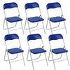 Set 6 Pezzi Sedie Imbottite Pieghevoli Colore Blu Struttura Silver Sedia Metal