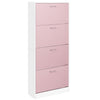 Scarpiera 4Ante Doppia Profondità Salvaspazio Rosa Bianco 63x24H150cm Legno mdf