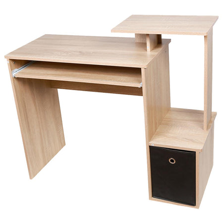 Scrivania Porta Pc con Cassetto in Tessuto Mensola Porta Tastiera 100cm Quercia