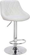 Set 2 Sgabelli Cucina Bar Girevoli Altezza Regolabile in Ecopelle Bianco e Acciaio