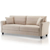 Divano 3Posti Tessuto Imbottito Relax Design Moderno 212cm Struttura Legno Beige