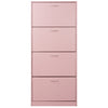 Scarpiera 4Ante Doppia Profondità Salvaspazio Rosa 63x24H150cm Legno mdf