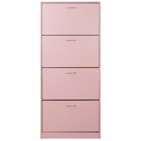 Scarpiera 4Ante Doppia Profondità Salvaspazio Rosa 63x24H150cm Legno mdf