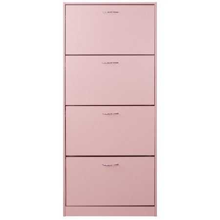 Scarpiera 4Ante Doppia Profondità Salvaspazio Rosa 63x24H150cm Legno mdf