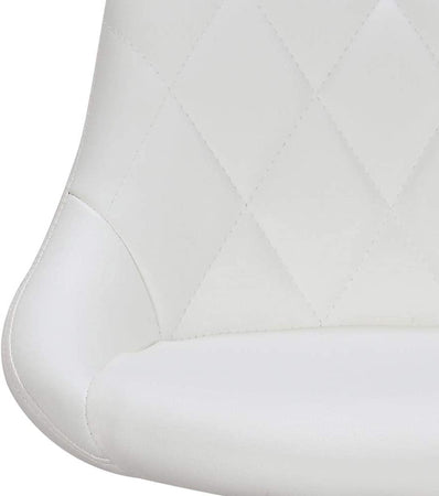 Set 2 Sgabelli Cucina Bar Girevoli Altezza Regolabile in Ecopelle Bianco e Acciaio