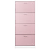 Scarpiera 4Ante Doppia Profondità Salvaspazio Rosa Bianco 63x24H150cm Legno mdf