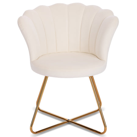 Poltrona Relax in Velluto Ergonomica con Struttura in Metallo Oro 69x64x80 cm Beige