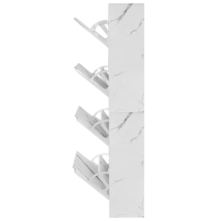Scarpiera 4Ante Doppia Profondità Salvaspazio Bianco Marmo 63x24 H150cm Mdf