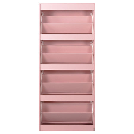 Scarpiera 4Ante Doppia Profondità Salvaspazio Rosa 63x24H150cm Legno mdf