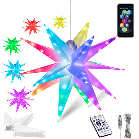 Stella Luminosa Natale Soffitto 50cm LED RGB Usb con App e Musica Sincronizzata