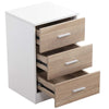 Comodino Mobiletto Cassettiera 3 Cassetti Design Moderno Legno Mdf Bianco Quercia