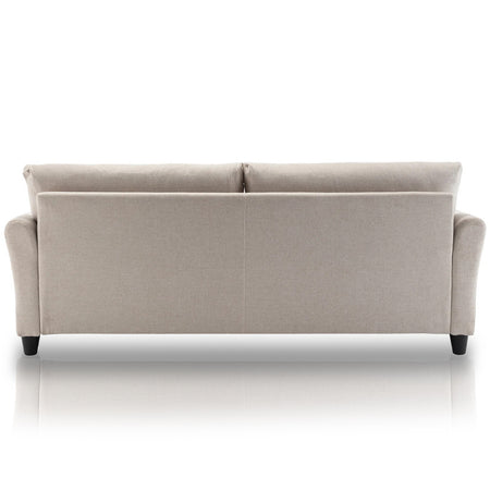 Divano 3Posti Tessuto Imbottito Relax Design Moderno 212cm Struttura Legno Beige