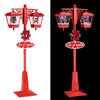 Lampione Natalizio Decorativo 188cm con Luci Led Musica Neve Motorizzata Scene Rosso