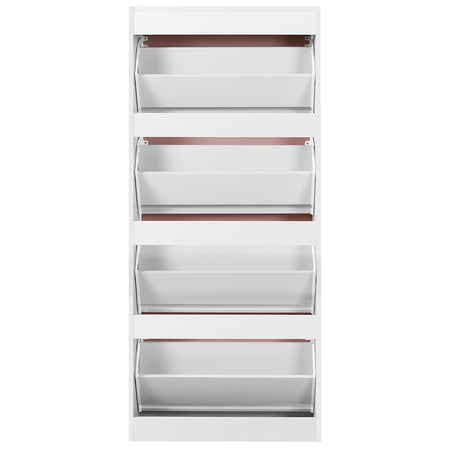 Scarpiera 4Ante Doppia Profondità Salvaspazio Bianco Rosa 63x24 H150cm Mdf