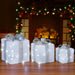 Set 3 Pacchi Regalo Natale Luminosi Bianco Argento LED Decorazione Interno Esterno