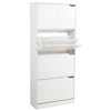 Scarpiera 4Ante Doppia Profondità Salvaspazio Bianco Frassinato 63x24 H150cm Mdf