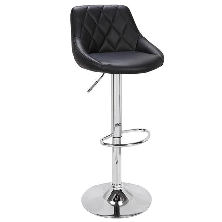 Set 2 Sgabelli Cucina Bar Girevoli Altezza Regolabile in Ecopelle Nero e Acciaio