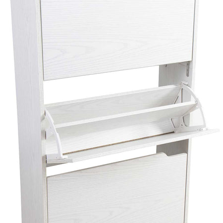 Scarpiera 4Ante Doppia Profondità Salvaspazio Bianco Frassinato 63x24 H150cm Mdf