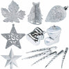 Addobbi Natalizi Albero 102 Pezzi Palline Silver Stelle Calze Pigne Decorazioni Natale
