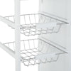 Carrello Cucina in Legno Bianco con Cassetti Cestelli Acciaio e Top Bambù Multiuso