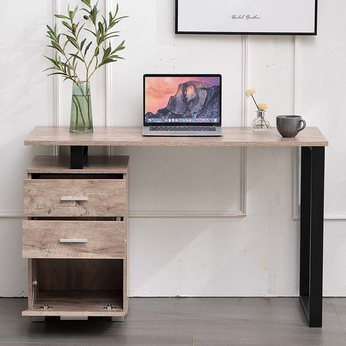 Scrivania in Legno con Cassettiera integrata Porta Pc Computer 120x50cm Quercia