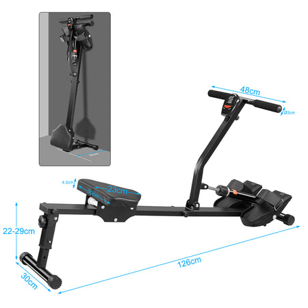 Vogatore Pieghevole Casa 12 Livelli Resistenza Display LCD Fitness Portata 120kg