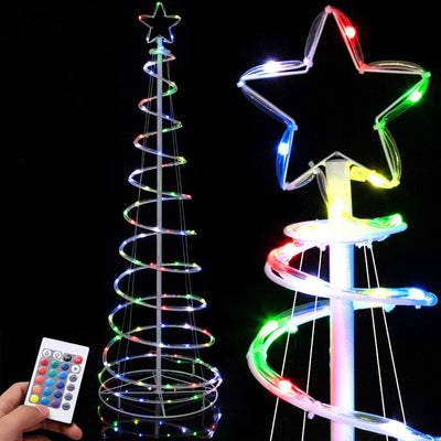 Albero di Natale Luminoso 180cm a Spirale con 135 luci Led Rgb e Telecomando