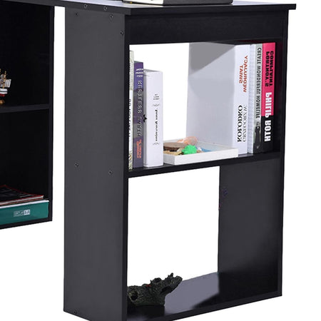 Scrivania con Doppia Libreria Laterale Porta PC in Legno Nobilitato Casa Ufficio Nero