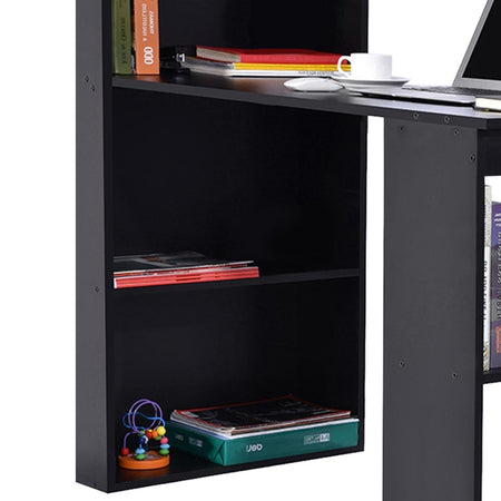 Scrivania con Doppia Libreria Laterale Porta PC in Legno Nobilitato Casa Ufficio Nero